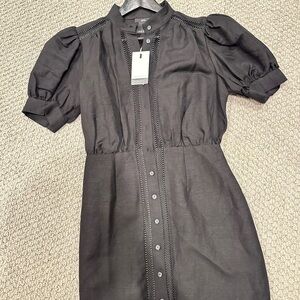 C/meo Black Button-Up Dress